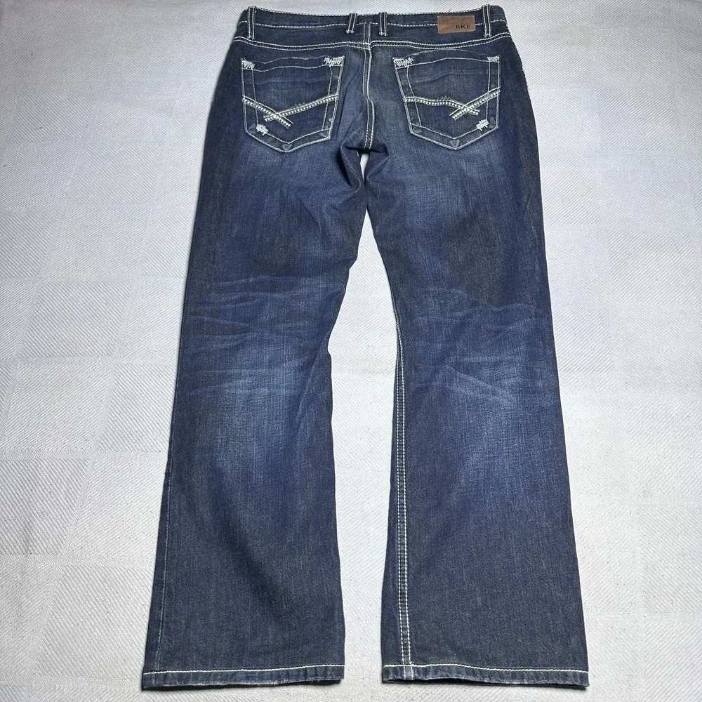 BKE Denim Carter Straight Jeans 33R (34x31)‎ Button Fly Western Classic Country